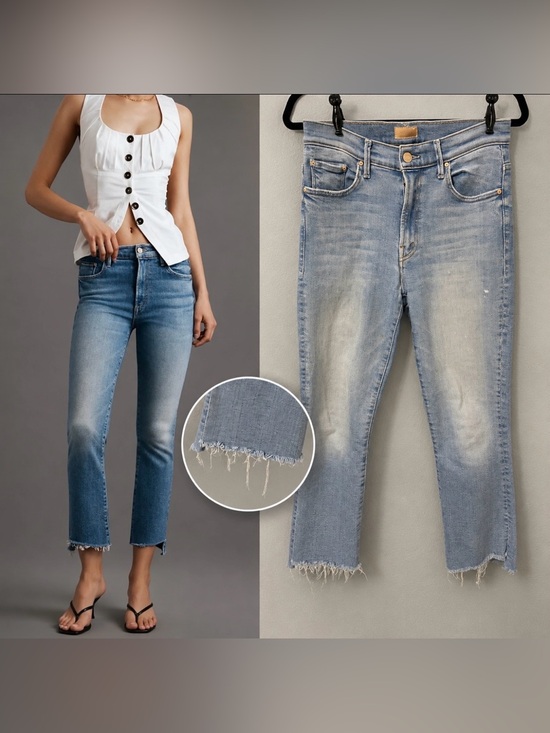MOTHER Denim - MOTHER Jeans The Insider Crop Step Fray Straight Leg Mid Rise Casual Size 29